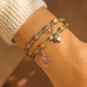 Handcrafted One-of-a-kind Glass and Resin Bead Bracelet Set